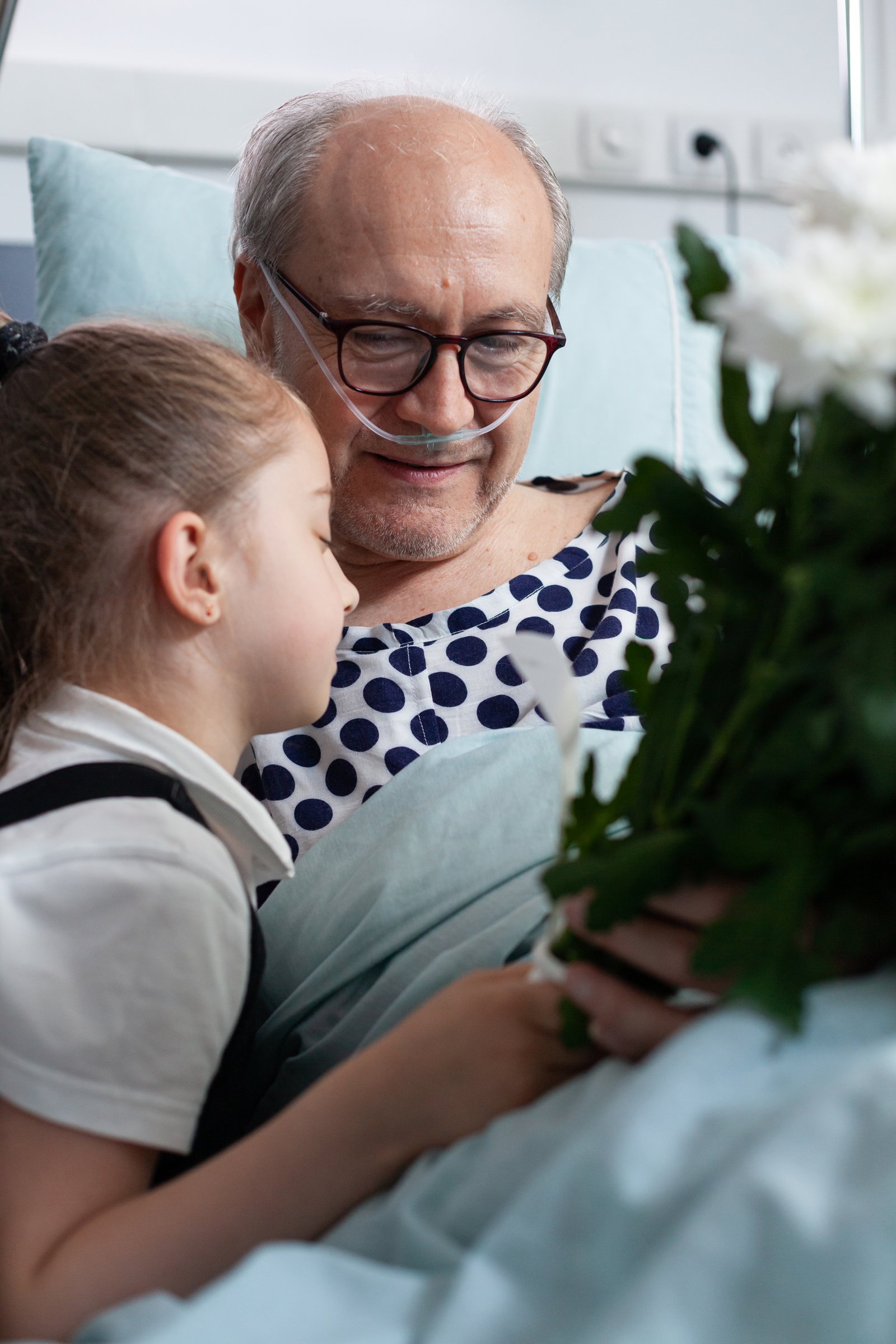 Family member visiting a loved one in hospital
